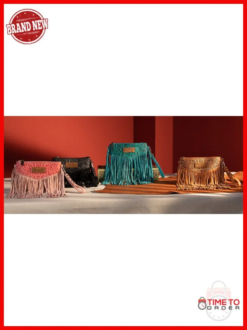 Faux Leather Fringe Crossbody Purse with Wristlet